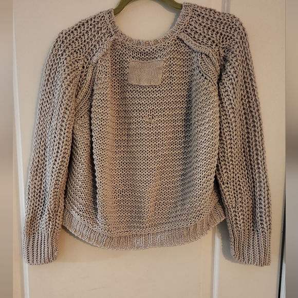 We The Free Textured Knit Linen Crew Sweater‎ in Light Gray Size Small - Picture 9 of 10